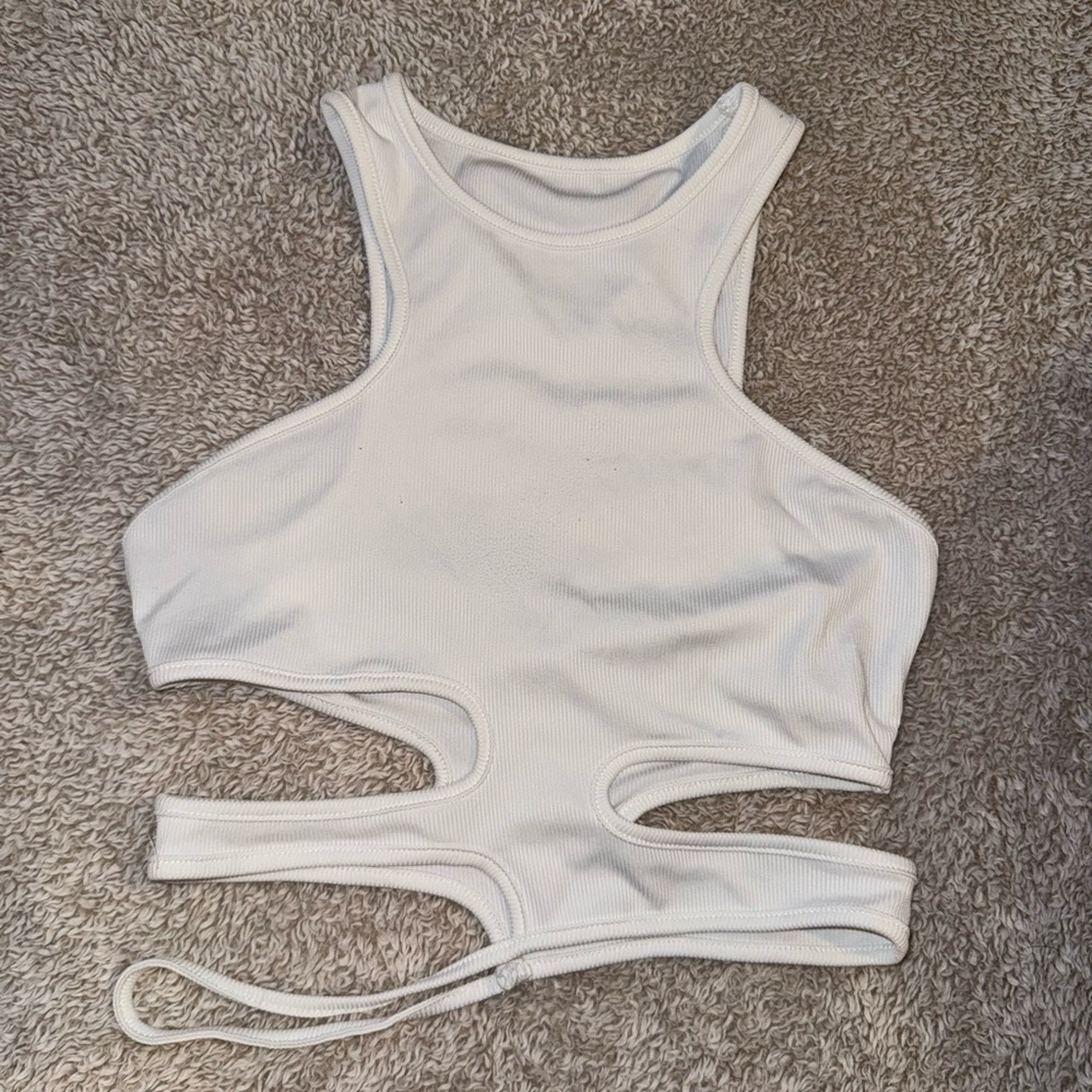 White Cut-Out Tank Top